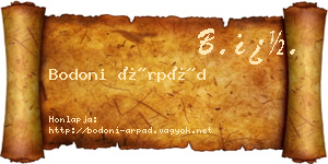 Bodoni Árpád névjegykártya